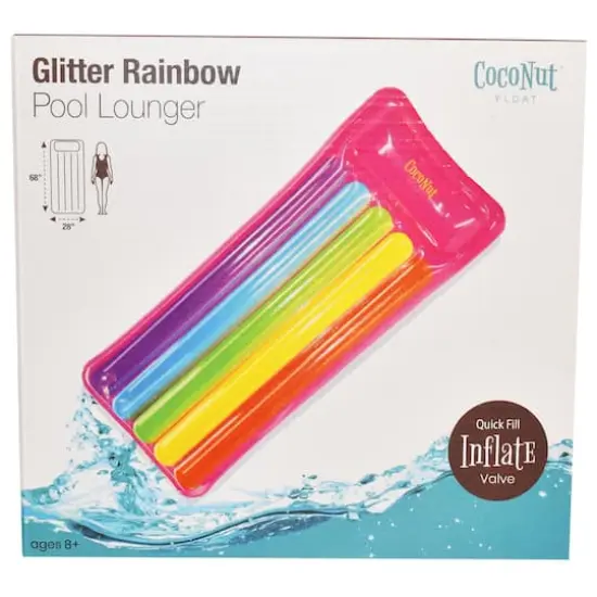 CocoNut Float 6ft. Glitter Rainbow Pool Lounger {4}