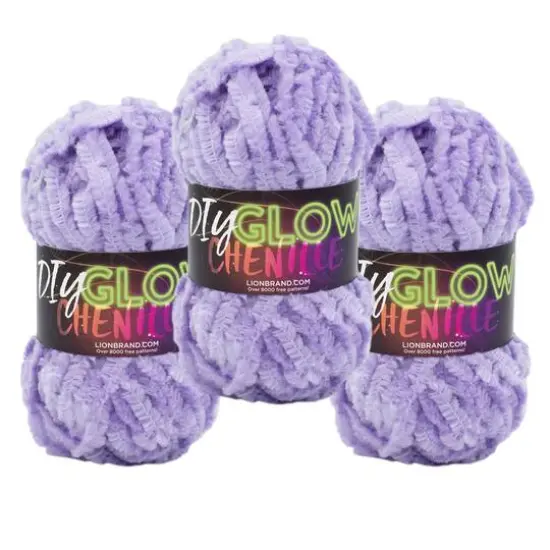 3 Pack Lion Brand&reg; DIY Glow Chenille Yarn Purple {2}