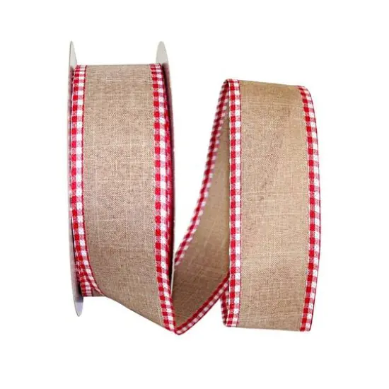 Reliant 2.5" x 50yd. Linen Gingham Check Wired Ribbon {1}