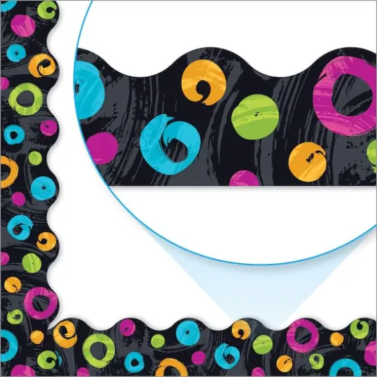 Trend Enterprises&reg; Color Harmony&trade; Terrific Trimmers&reg; Swirl Dots on Black Border, 234ft. {3}