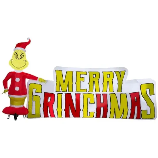 9ft. Airblown&reg; Inflatable Christmas Grinch with Merry Grinchmas Sign {1}