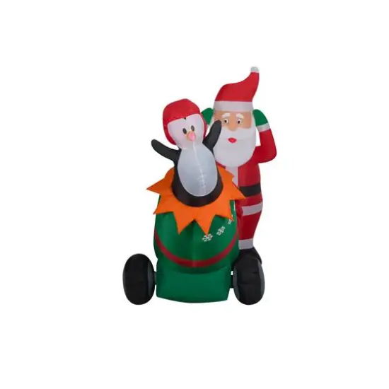 5.5ft. Lightshow Airblown® Inflatable Christmas Santa & Penguin Cannon Scene with Sparkle {4}