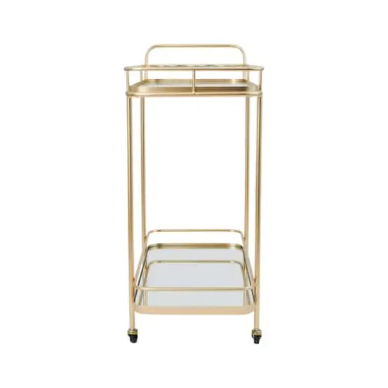 Hello Honey&reg; Art Deco 2-Tier Mirrored Metal Bar Cart {5}