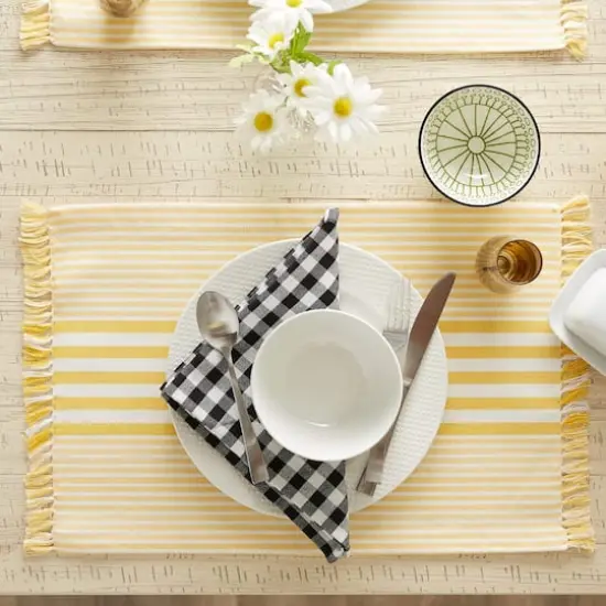 DII&reg; Deep Yellow Stripes With Fringe Placemats, 6ct. {6}