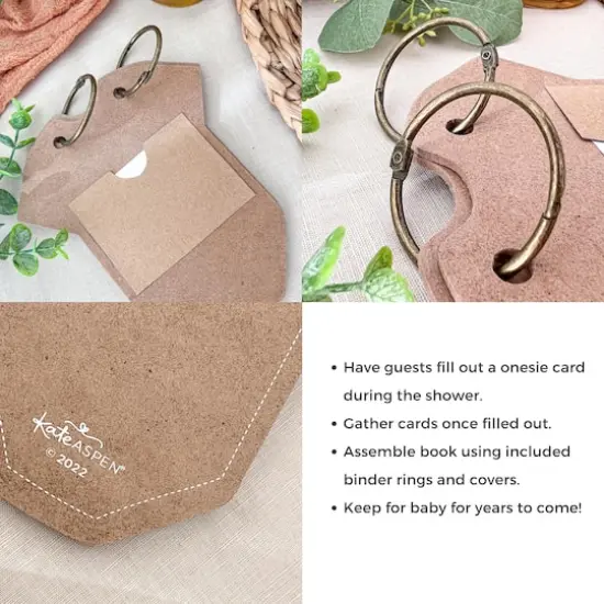 Kate Aspen&reg; Kraft Onesie Shape Baby Shower Prediction Advice Card Keepsake Book Set {6}