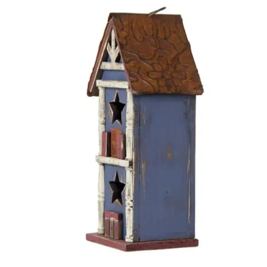 Glitzhome&reg; 13" Solid Wood and Metal Rustic Style Birdhouse {5}