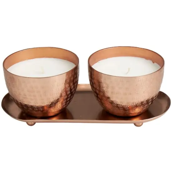 10oz. Sauvignon Blanc Scented Candles in Copper Bowls with Tray {1}