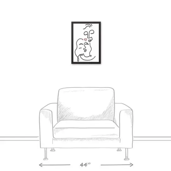 Drawn Love Faces Black Framed Canvas {5}