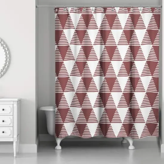 Triangles Shower Curtain Maroon {1}