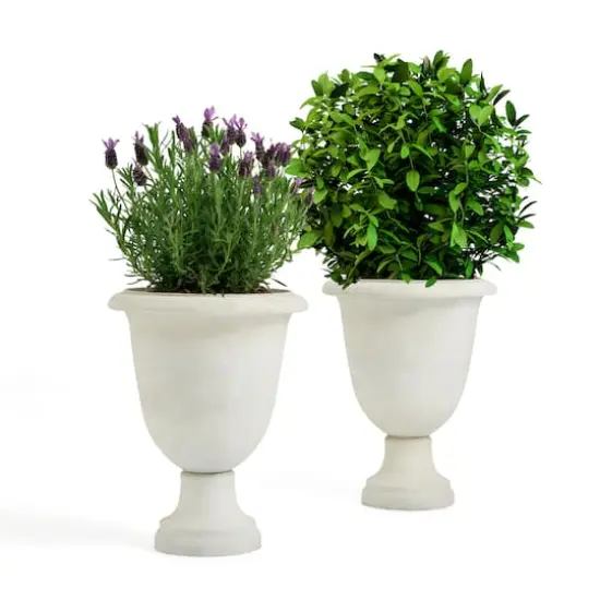 Glitzhome&reg; 21.5" Eco-Friendly Oversized Faux Terrazzo Goblet Planters, 2ct. White {3}