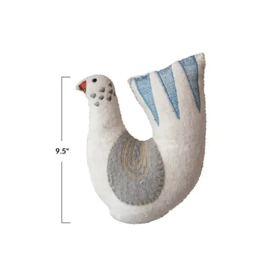 Hello Honey&reg; 9.5" Handmade Wool Felt Dove Shaped Tree Topper with Metallic Gold Thread Embroidery {4}