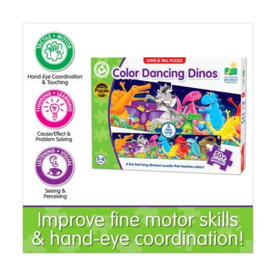 Long & Tall Puzzle - Color Dancing Dinos: 50+ Pcs {8}