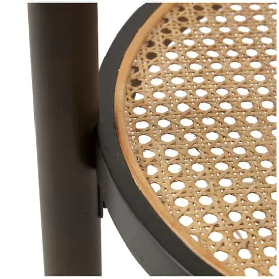 2ft. Brown Rattan Accent Table with Pressed Tempered Glass Top {4}