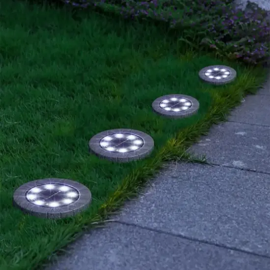 Glitzhome&reg; 5.25" Solar Powered Disk Outdoor Pathway Lights, 4ct. {3}