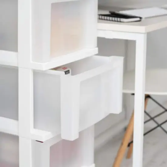 IRIS White 4-Drawer Medium Cart With Organizer Top {7}