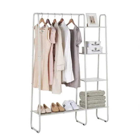 SunnyPoint 4-Tier Shelf Garment Rack White {1}