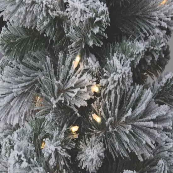 7ft. Pre-Lit Flocked Slim Artificial Christmas Tree, Warm White Twinkle LED Lights by Ashland&reg; {3}