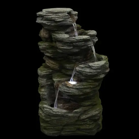 25" Gray LED 5-Tier Outdoor Garden Water Fountain {4}