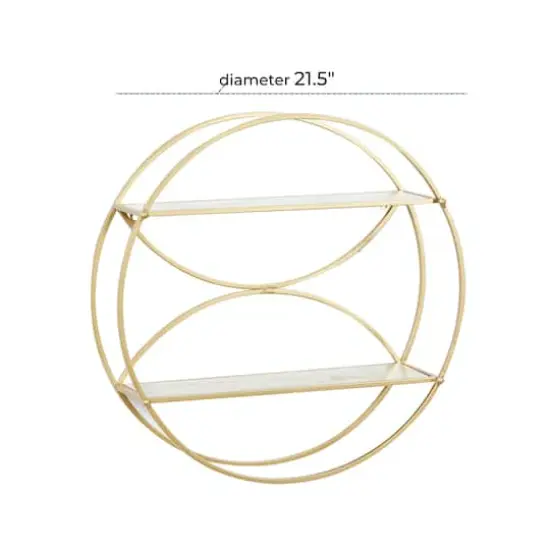 CosmoLiving by Cosmopolitan Gold Metal Contemporary Wall Shelf, 22" x 22" x 7" {8}