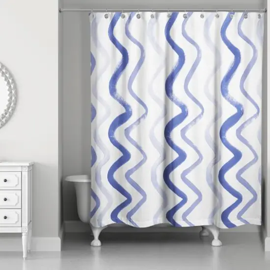 Squiggles Shower Curtain Navy {1}