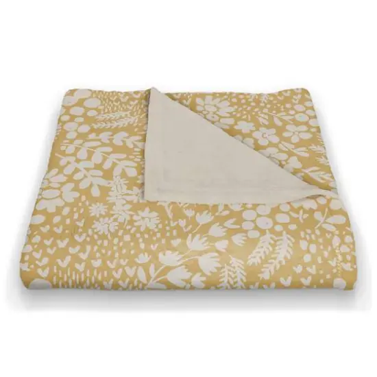 Dainty Floral Coral Fleece Blanket Yellow {3}