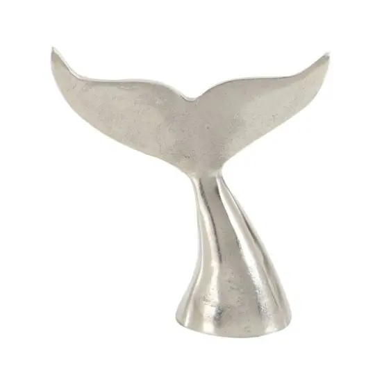 Silver Aluminum Coastal Whale Fluke Sculpture Set {4}