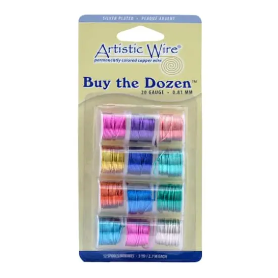 Artistic Wire&reg; 20 Gauge Buy the Dozen&trade; Silver Plated Tarnish Resistant Colored Copper Craft Wire {1}