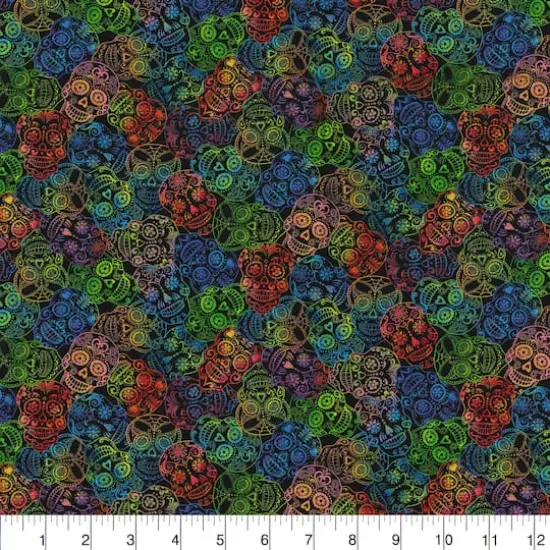 Fabric Traditions Rainbow Sugar Skulls Cotton Fabric {3}
