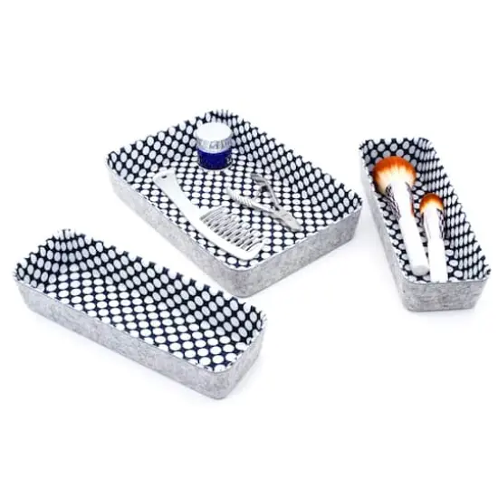 Welaxy Felt 3 Piece Polka Dot Drawer Organizer Set {6}