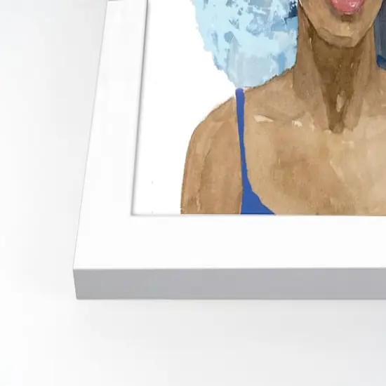 Cool Blue Hair White Framed Print {3}