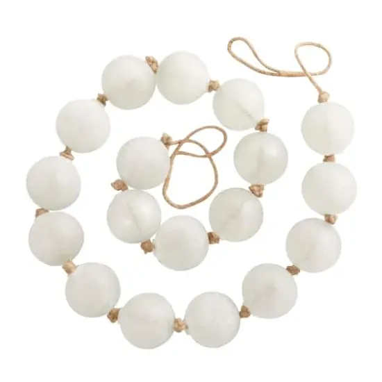 8ft. Extra Long Handmade Glass Beaded Garland with Tassels Opaque White {4}