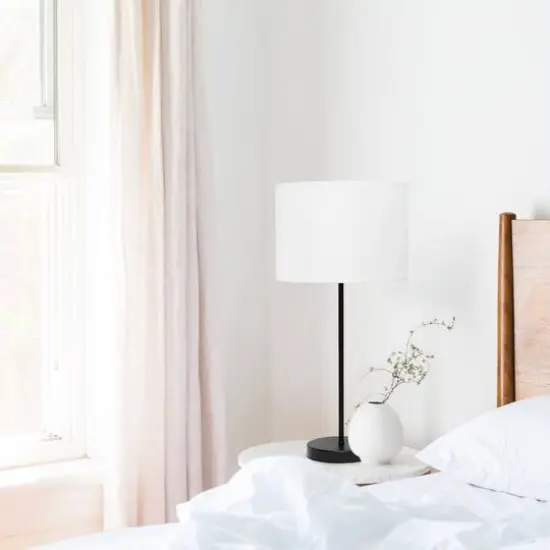 Simple Designs 23" White Fabric Shade Lamp Black {6}