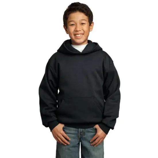 Port & Company&reg; Neutrals Youth Core Fleece Pullover Hooded Sweatshirt Jet Black {3}