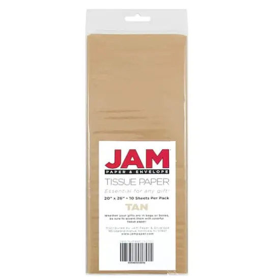 JAM Paper 20" x 26" Tissue Paper, 2 Packs of 10 Sheets Tan {6}