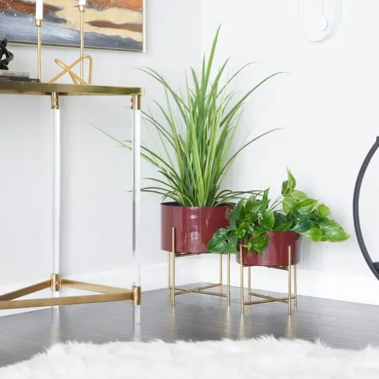 Red Modern Planter, Set of 2" 15", 12" {9}