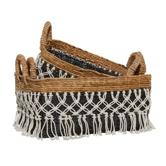 Black Cotton Bohemian Storage Basket Set {1}