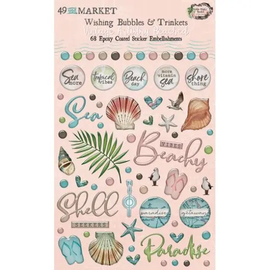 49 and Market Vintage Artistry Beached Wishing Bubbles & Trinkets Stickers {1}