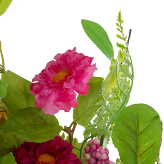 23" Pink Chrysanthemum & Hydrangea Floral Spring Wreath {5}