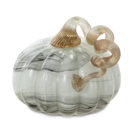 Glitzhome&reg; Small Marble Glass Pumpkin, Gray {9}