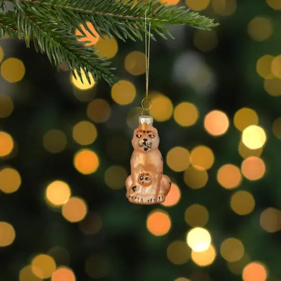 Orange & Black Christmas Leopard Glass Ornament {3}