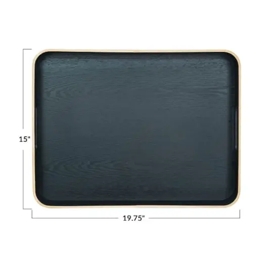 Hello Honey&reg; 19.75" Black Oak Wood Serving Tray with Handles {4}