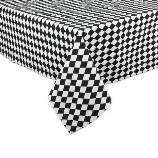 Black and Cream Harlequin Print Tablecloth 60" x 120" {4}
