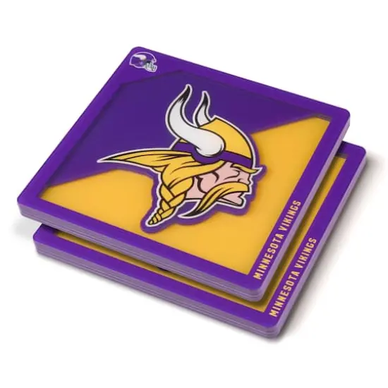NFL 3D Logo Series Coaster Set Minnesota Vikings {1}