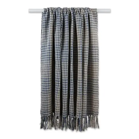 DII&reg; French Blue & Gray Houndstooth Plaid Throw {6}