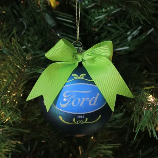 3" Blue Ford Logo Collectible Glass Ball Ornament Set {3}