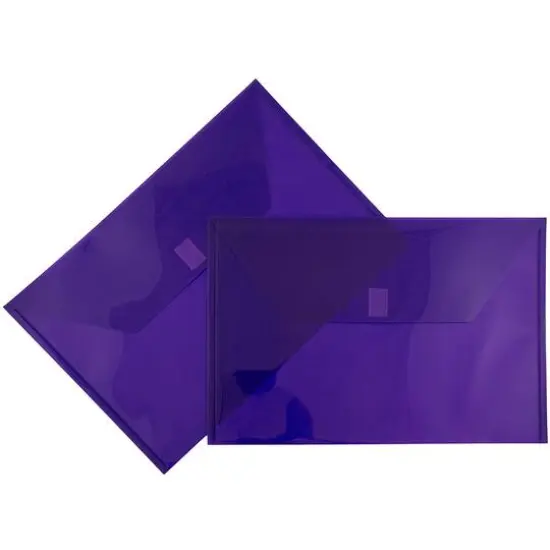 JAM Paper 9.75" x 14.5" Plastic Hook & Loop Closure Envelopes, 12ct. Purple {5}