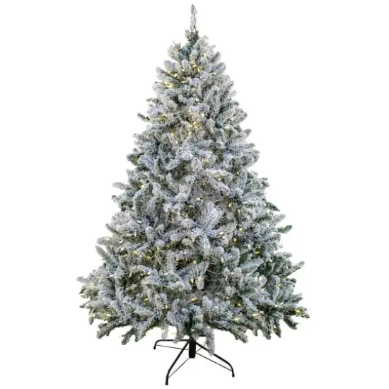 9ft. Pre-Lit Snowy Hudson Artificial Christmas Tree, Warm White LED Lights {1}