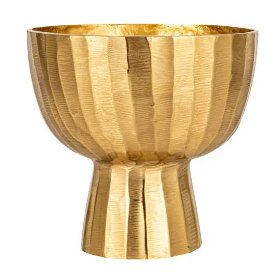 Hello Honey&reg; 8.5" Gold Aureate Creased Metal Planter {9}