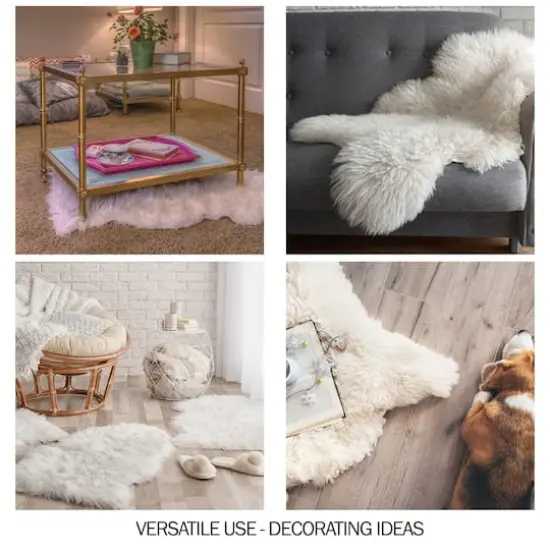 Hastings Home Faux Sheepskin Fur Rug Pink {7}