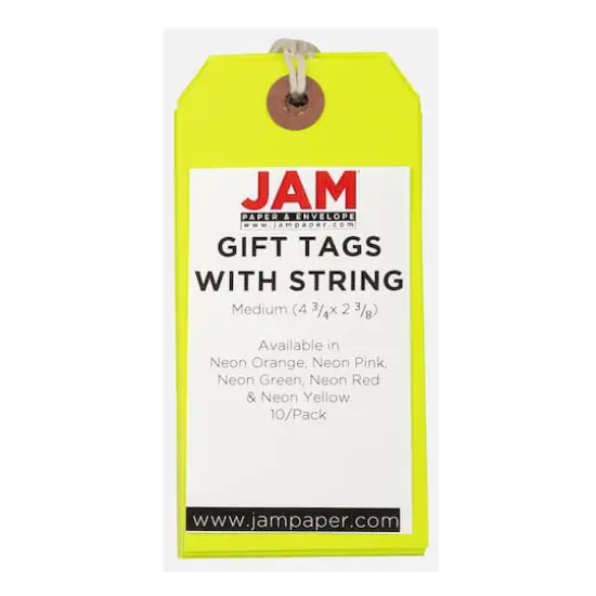 JAM Paper Medium Gift Tags with String Neon Yellow {4}